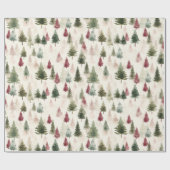 マルーンと暗緑色の松 ラッピングペーパー (フラット)