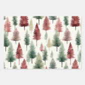 マルーンと暗緑色の水色の松の木 ラッピングペーパーシート (正面2)