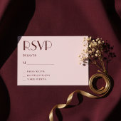 マルーンと淡い色のピンクの結婚式のsvpカード 出欠カード