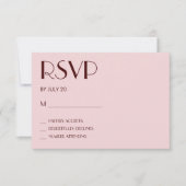 マルーンと淡い色のピンクの結婚式のsvpカード 出欠カード (正面)