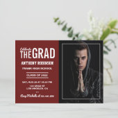 マルーンと白の卒業式パーティー 招待状 (スタンド正面)