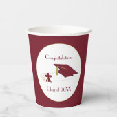 マルーンと白の卒業式パーティー 紙コップ (裏面)