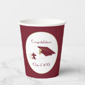 マルーンと白の卒業式パーティー 紙コップ (正面)