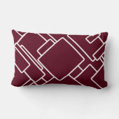 マルーンと白モダン抽象芸術幾何学模様 ランバークッション (裏面)