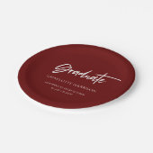 マルーンと白モダン文字卒業パーティー ペーパープレート (アングル)