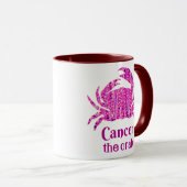 マルーンと紫のがんの〔占星術の〕十二宮図徴候 マグカップ (正面右)