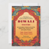 マルーンと緑のディワリ放射能 招待状 (正面)