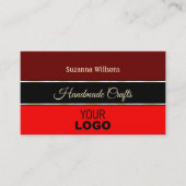 マルーンと赤縁どのロゴ付きスタイリッシュブラック 名刺 (正面)