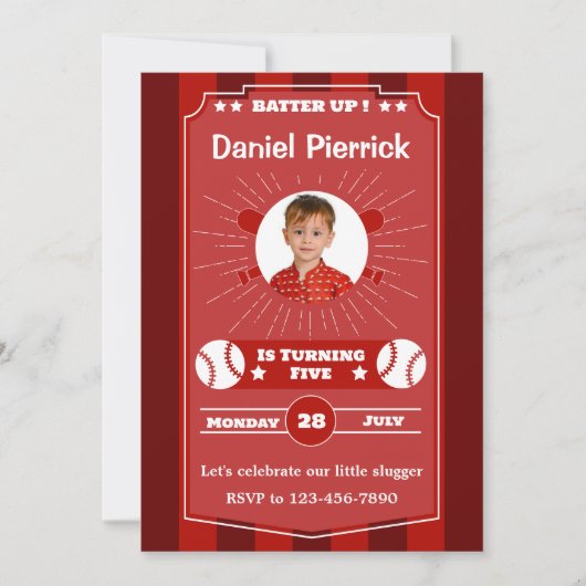 マルーンと赤野球5thバースデーパーティー 招待状 (正面)