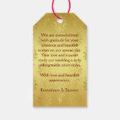 マルーンと金ゴールドかわいいインディアンブライダルカップルの好意 ギフトタグ (裏面)