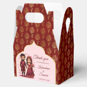 マルーンと金ゴールドかわいいインディアンブライダルカップル漫画 フェイバーボックス (オープン)