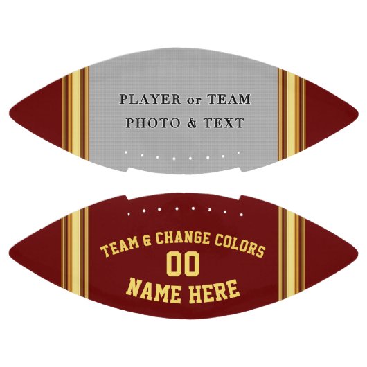 マルーンと金ゴールドがカスタム写真付きフットボール アメリカンフットボール (パネル)