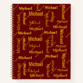 マルーンと金ゴールドの繰り返し名クラス ノートブック