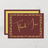 マルーンと金ゴールドアイビーの卒業評価 サンキューカード (正面/裏面)