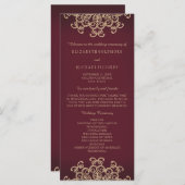 マルーンと金ゴールドインディアンインスパイア結婚式 プログラム (正面/裏面)