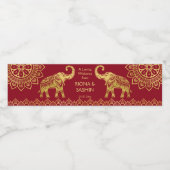 マルーンと金ゴールドインディアン結婚の象が歓迎する ペットボトルラベル (シングルラベル)