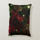 マルーンと金ゴールドクリスマスツリーIホリデーフォト アクセントクッション (裏面(縦))