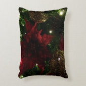 マルーンと金ゴールドクリスマスツリーIホリデーフォト アクセントクッション (正面(垂直))