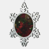 マルーンと金ゴールドクリスマスツリーIホリデーフォト スノーフレークピューターオーナメント (右)