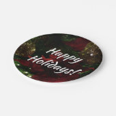 マルーンと金ゴールドクリスマスツリーIホリデーフォト ペーパープレート (アングル)