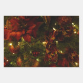 マルーンと金ゴールドクリスマスツリーIホリデーフォト ラッピングペーパーシート (正面3)