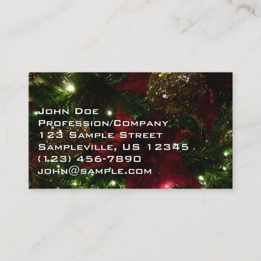 マルーンと金ゴールドクリスマスツリーIホリデーフォト 名刺 (正面)
