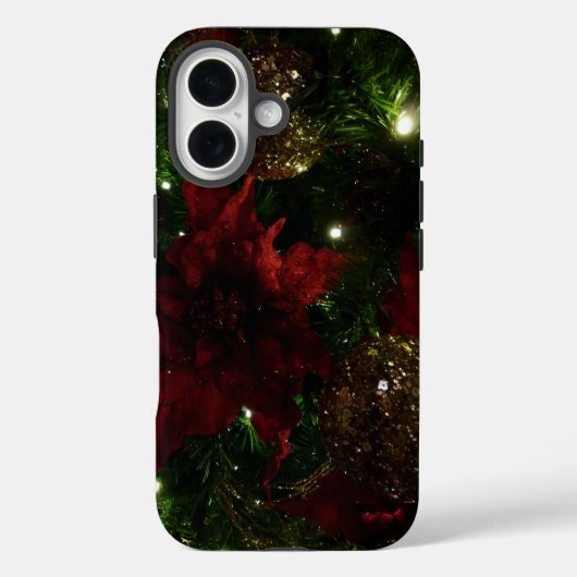 マルーンと金ゴールドクリスマスツリーIホリデーフォト Case-Mate iPhoneケース (裏面)