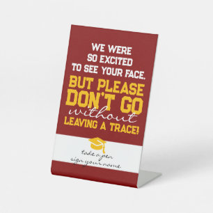 マルーンと金ゴールドゲストブックの詩の卒業表 台座サイン