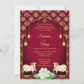 マルーンと金ゴールドゴマタ白結婚蓮 招待状 (正面)