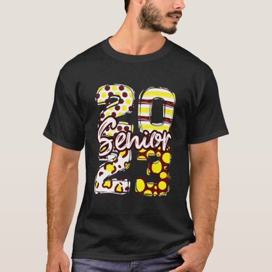 マルーンと金ゴールドシニア2023卒業シニアクラス Tシャツ (正面)