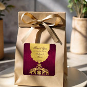 マルーンと金ゴールドゾウ結婚インディアンの感謝していユーザ スクエアシール