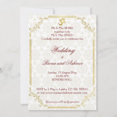 マルーンと金ゴールドゾウ高級インディアン結婚ズ 招待状 (裏面)