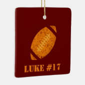 マルーンと金ゴールドパーソナライズされたサッカーセラミックスホーン セラミックオーナメント (右)