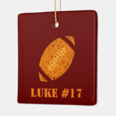 マルーンと金ゴールドパーソナライズされたサッカーセラミックスホーン セラミックオーナメント (左)