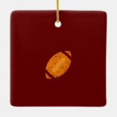 マルーンと金ゴールドパーソナライズされたサッカーセラミックスホーン セラミックオーナメント (裏面)