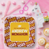 マルーンと金ゴールドパーソナライズされた卒業 ペーパープレート (パーティー)