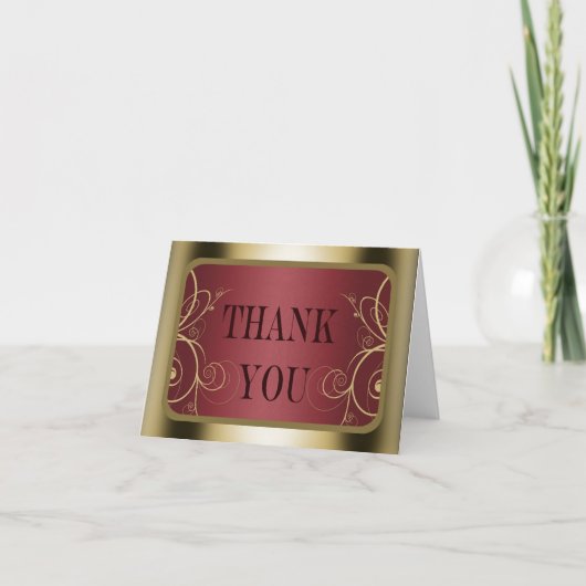 マルーンと金ゴールドフレームの卒業 サンキューカード (正面)