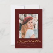 マルーンと金ゴールドミレニアルスクリプト招待状 招待状 (正面)