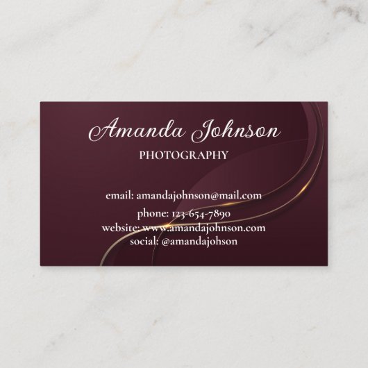 マルーンと金ゴールドモノグラムモダンプロフェッショナル 名刺 (裏面)