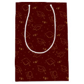 マルーンと金ゴールド卒業キャップトス ミディアムペーパーバッグ (正面)