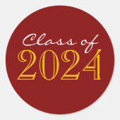 マルーンと金ゴールド卒業封筒用シールシール ラウンドシール (正面)