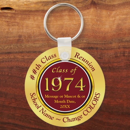 マルーンと金ゴールド格安、1974年のクラス懇親会アイディア キーホルダー (正面)