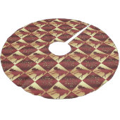 マルーンと金ゴールド馬と金ゴールド葉のプリント ブラッシュドポリエステルツリースカート (アングル)