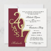 マルーンと金ゴールド2017年卒業 招待状 (裏面)