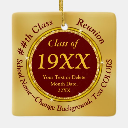 マルーンと金ゴールド、クラス懇親会のお土産 セラミックオーナメント (正面)