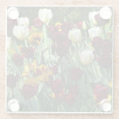 マルーンと黄色のチューリップカラフルフローラ ガラスコースター (裏面)