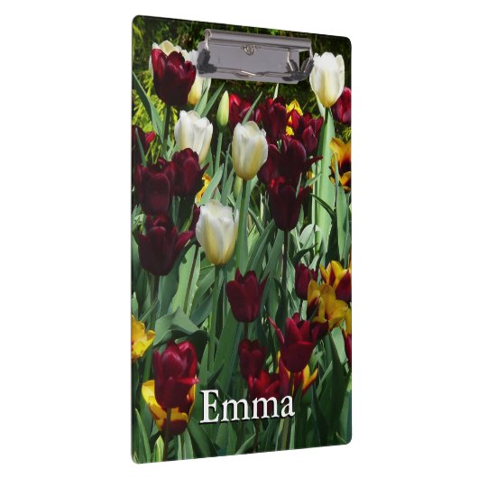 マルーンと黄色のチューリップカラフルフローラ クリップボード (右)