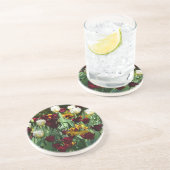 マルーンと黄色のチューリップカラフルフローラ コースター (側面)