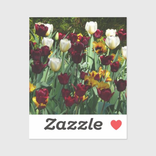 マルーンと黄色のチューリップカラフルフローラ シール (シート)