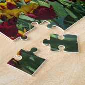 マルーンと黄色のチューリップカラフルフローラ ジグソーパズル (側面)